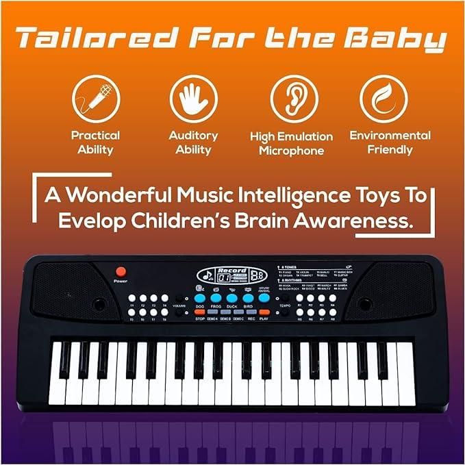 37 Keys Piano Keyboard Toy with Microphone, USB Power Cable & Sound Recording Function Analog Portable Keyboard